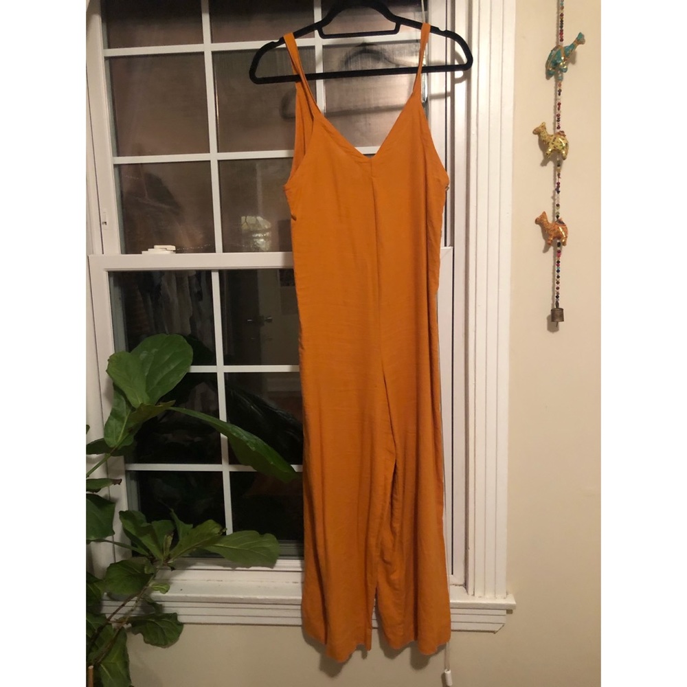 Orange linen romper